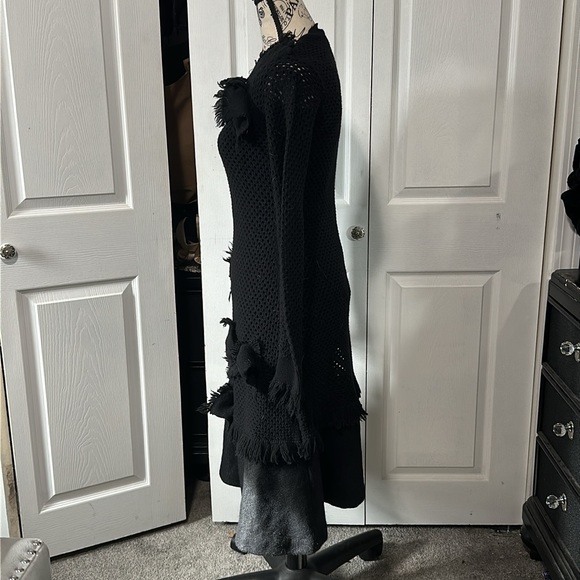 RED Valentino Long Sleeve Knit Fringe & Bow Dress - Picture 3 of 13